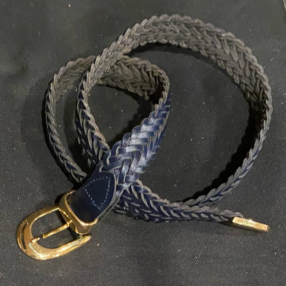 Capezio Blue/Black Leather Braided Belt - Picture 2 of 5